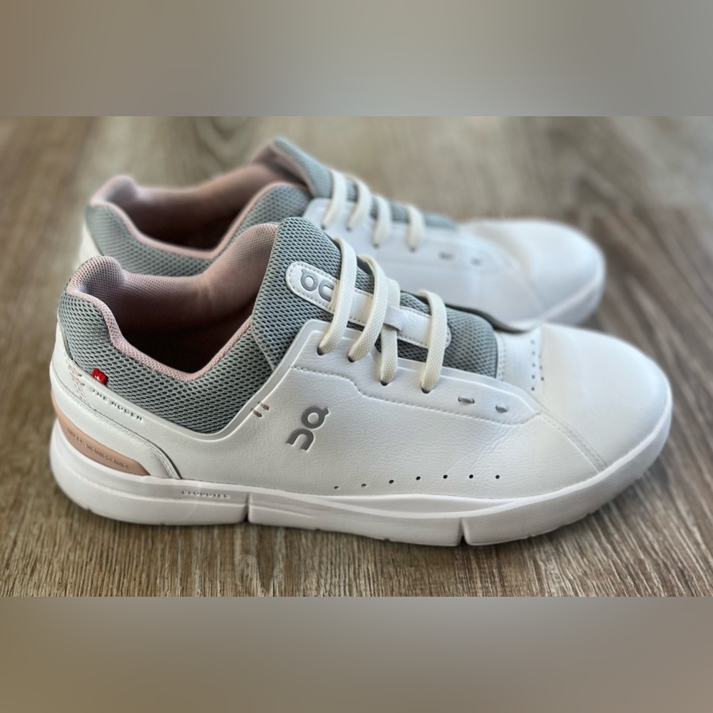 On Running Women's Casual Athletic Sneaker - White with Gray & Pink